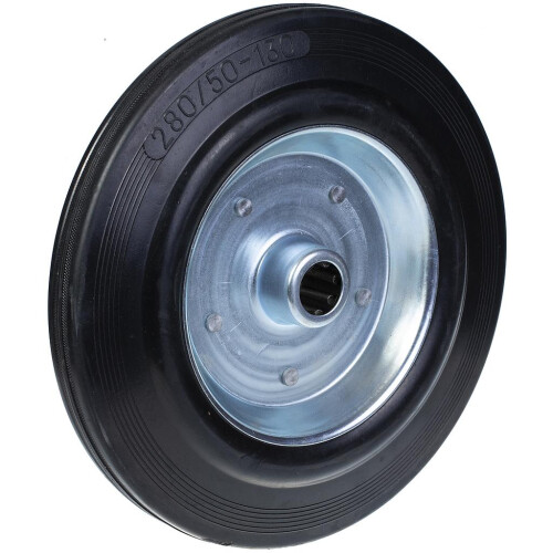 Roda de 280mm com borracha preta no centro em aço estampado