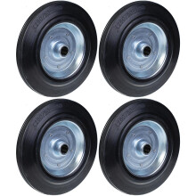 280mm 11" schwarze Gummiräder mit gepresstem Stahlkern 220kg - Satz mit 4 Stück