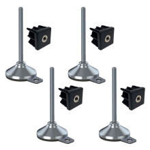 Rostfreier Fu M12x150 80mm Sockel, Pad & Befestigungsloch + Einsatz 30x30x1,5mm-Satz von 4
