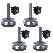 Pie inoxidable M10x50 base de 50 mm con almohadilla de goma + inserto 40x40x1,5 mm - Juego de 4