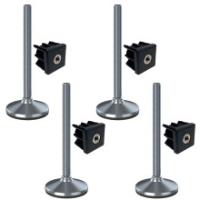 Edelstahl-Fuß M20x230 105mm Basis hat Gummipuffer + Einsatz 40x40x2mm - Satz von 4