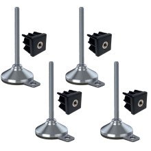 Rostfreier FuM16x150 80mm Sockel, Polster & Befestigungsloch + Einsatz 40x40x2mm-4er-Set