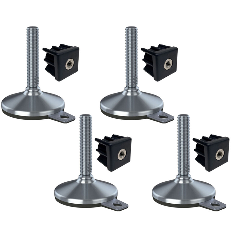 Stainless Foot M20x100 105Mm Base, Pad & Fixing Hole+Insert 40X40x2mm-Set Of 4 5060462569762