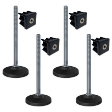 Edelstahl-Nivellierfuß M16x230 100mm Kunststoffsockel + Einsatz 40x40x2mm-4er-Set