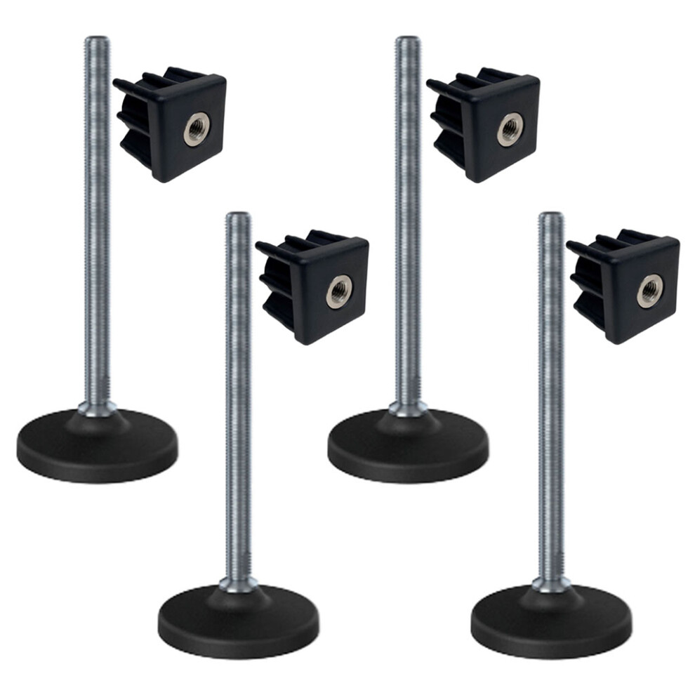 Stainless Levelling Foot M16x230 100Mm Plastic Base + Insert 40X40x2mm-Set Of 4 5060462561216