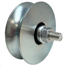Parnells Poortwiel katrolwiel 80mm Ronde groef Dubbel gelagerd stalen wiel