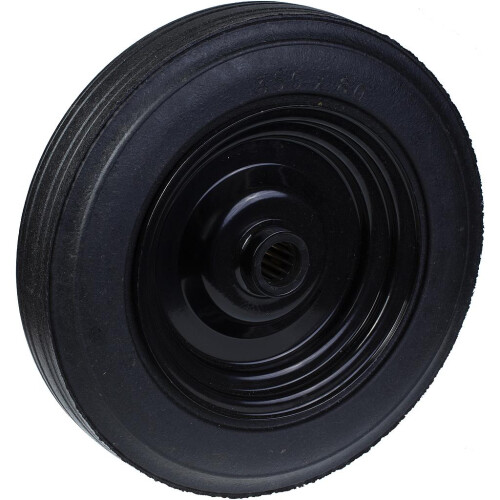 350mm wheel with black rubber on pressed steel centre