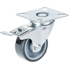 50 mm Lenk-Bremsrolle mit grauem TPR-Gummi auf Polypropylen-Mittelrad