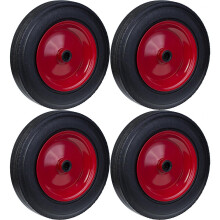 Roue 350mm 14" pneu en caoutchouc centre en acier pressé 25.4mm résistant 1600kg, set de 4