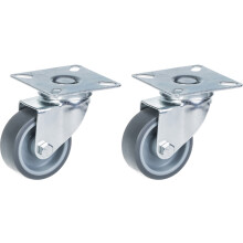 50 mm 2" Rolle, grau gummibereift, schwenkbar, 80 kg Tragkraft, 2er Set