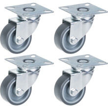 50mm 2 Zoll Rolle, grau gummibereift, schwenkbar, 160kg Tragkraft, 4er Set