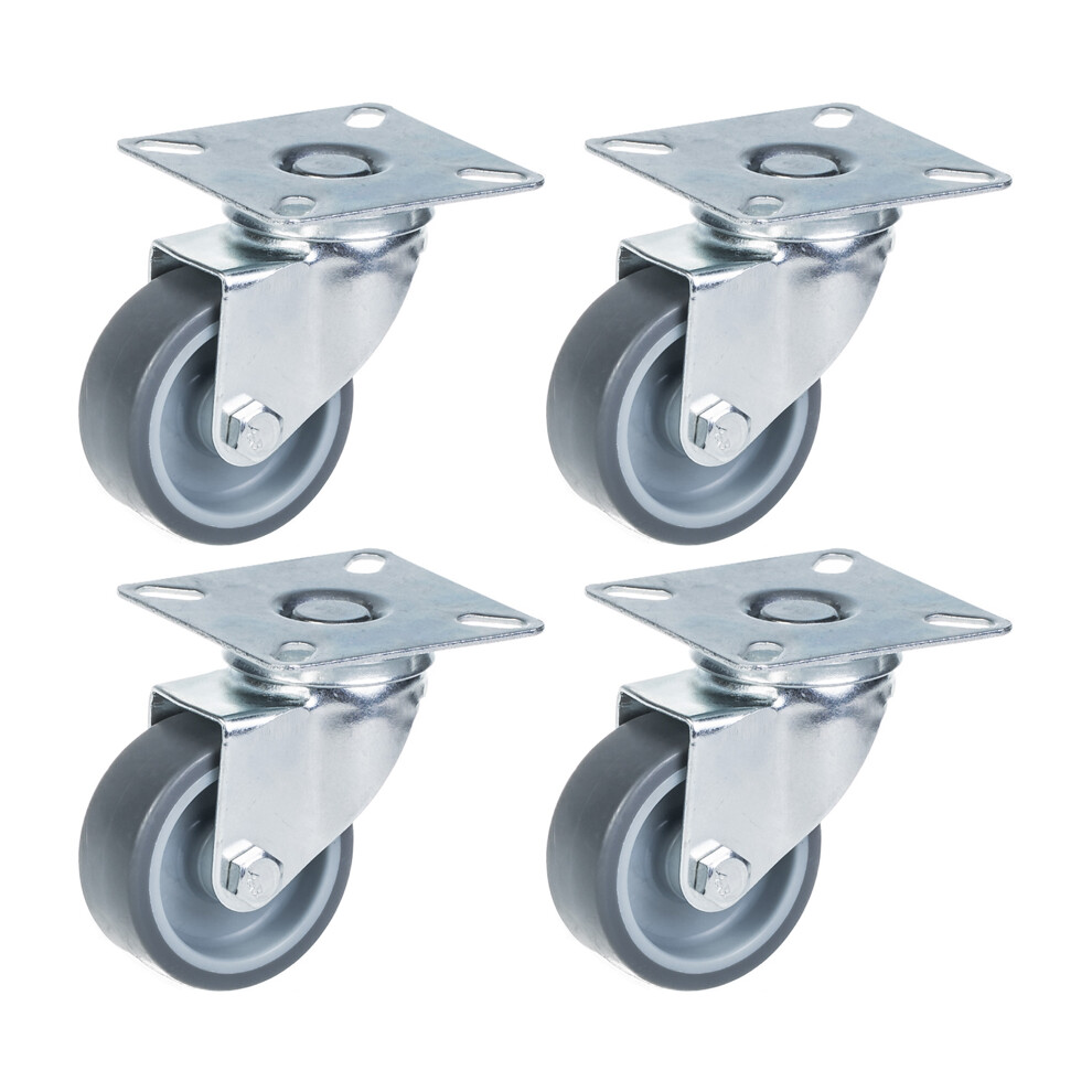 50Mm 2" Castor Grey Rubber Tyre, Swivel, 160Kg Capacity, Set Of 4 5056116820105