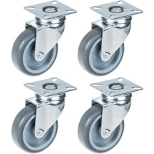 75 mm 3" Rolle, grau gummibereift, schwenkbar, 240 kg Tragkraft, 4er Set