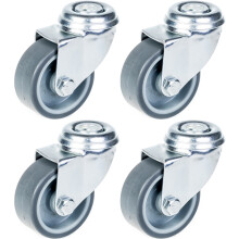 50 mm 2" Rolle, grau gummibereift, schwenkbar, 160 kg Tragkraft, 4er Set