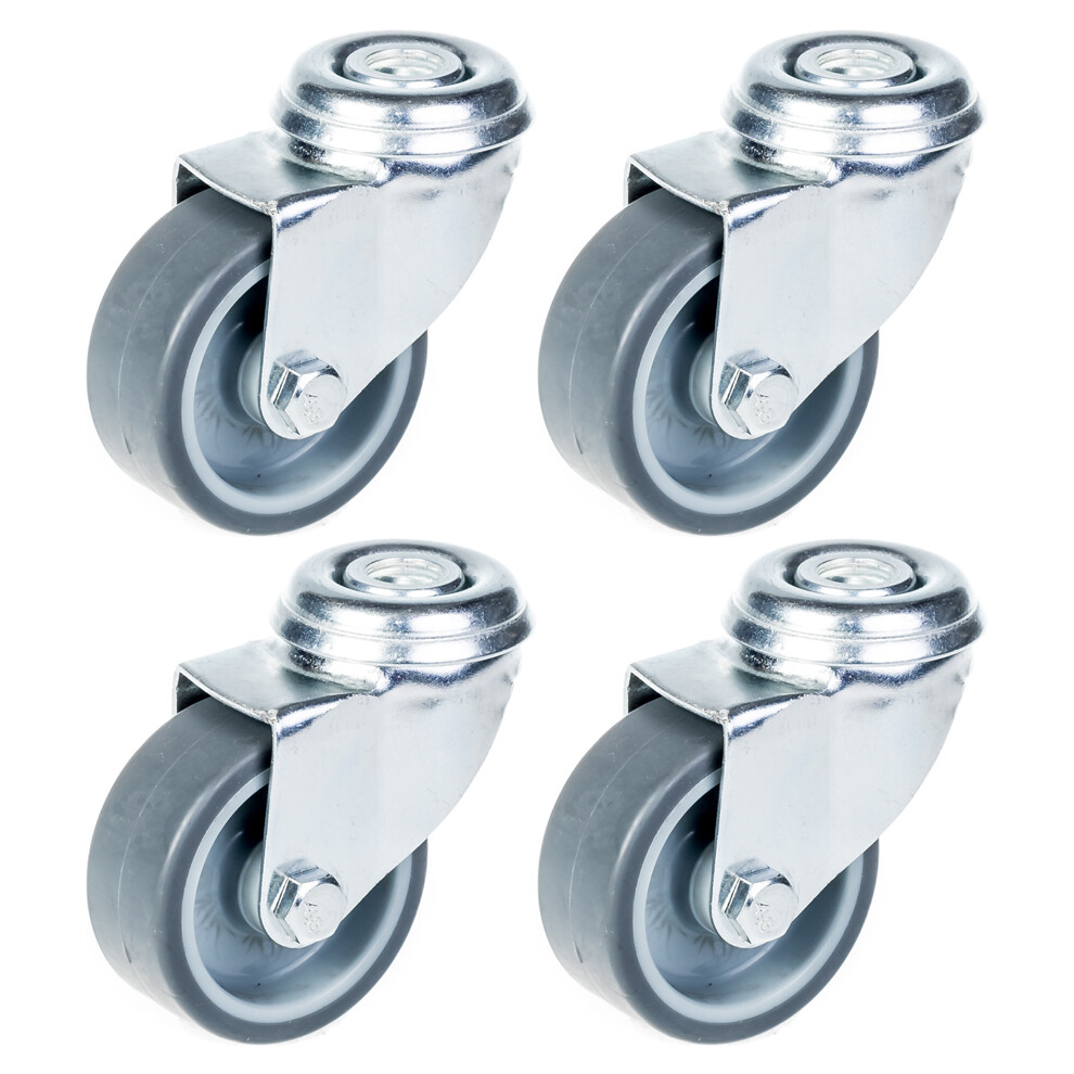 50Mm 2" Castor Grey Rubber Tyre, Swivel, 160Kg Capacity, Set Of 4 5056116820440