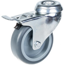 75 mm 3" Rolle grau gummibereift, drehbar mit Bremse, 60 kg Tragkraft