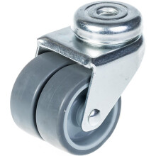 50mm 2" Doppelradrolle grau Gummi drehbar 70kg Kapazität