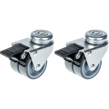 50mm 2" Doppellaufrolle grau Gummi mit Bremse 140kg Kapazität, 2er Set