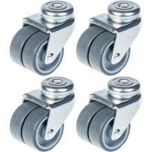 50mm 2" Zwillingsrollen grau Gummi drehbar 280kg Kapazität, Satz von 4