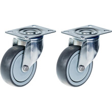 100mm 4" Rolle grau gummibereift drehbar stark 220kg Kapazität, 2er Set