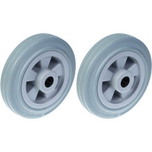 160mm 6" Rad grau gummibereift mit Kunststoffkern 270kg Tragfähigkeit, 2er Set