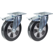 Ruedas giratorias de caucho negro de 152 mm y 6" con freno, gran capacidad de carga de 660 kg, juego de 2