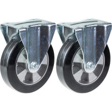 Ruedas de 152 mm y 6" de caucho negro, fijas y resistentes, capacidad de 660 kg, juego de 2