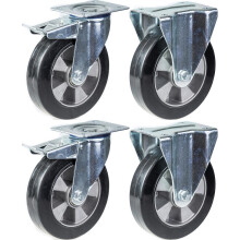 Ruedas de 152 mm y 6" con freno de goma negro y capacidad fija de 1320 kg, juego de 4
