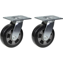 Ruedas giratorias de caucho negro de 152 mm y 6" con capacidad para 660 kg, juego de 2