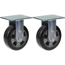 Ruedas de 152 mm y 6" de caucho negro, fijas y resistentes, capacidad de 660 kg, juego de 2