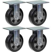 152mm 6" rodízio de borracha preta fixa forte 1320kg capacidade, conjunto de 4
