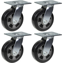 Ruedas giratorias de caucho negro de 152 mm y 6" con capacidad para 1320 kg, juego de 4