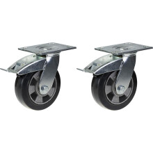 Ruedas giratorias de caucho negro de 152 mm y 6" con freno, gran capacidad de carga de 660 kg, juego de 2
