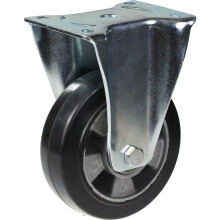 Ruedas fijas de 152 mm con goma elástica negra sobre rueda central de aluminio