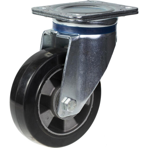 Parnells 152mm Lenkrolle mit schwarzem Elastikgummi auf Aluminium Mittelrad