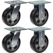 Ruedas de 152 mm y 6" de caucho negro, giratorias y fijas, con capacidad para 1320 kg, juego de 4