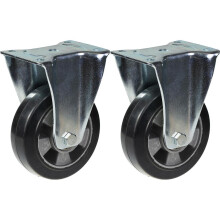 152mm 6" rodízio de borracha preta fixa forte 660kg capacidade, conjunto de 2