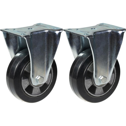 Parnells 152mm 6" roulette caoutchouc noir fixe forte capacité 660kg, jeu de 2
