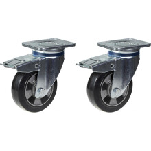 Ruedas giratorias de caucho negro de 152 mm y 6" con freno, gran capacidad de carga de 660 kg, juego de 2