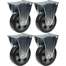 152mm 6" rodízio de borracha preta fixa forte 1320kg capacidade, conjunto de 4