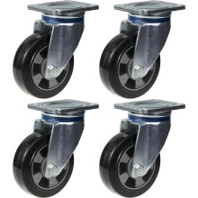 Ruedas giratorias de caucho negro de 152 mm y 6" con capacidad para 1320 kg, juego de 4