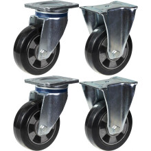 Ruedas de 152 mm y 6" de caucho negro, giratorias y fijas, con capacidad para 1320 kg, juego de 4