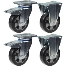 Ruedas de 152 mm y 6" con freno de goma negro y capacidad fija de 1320 kg, juego de 4