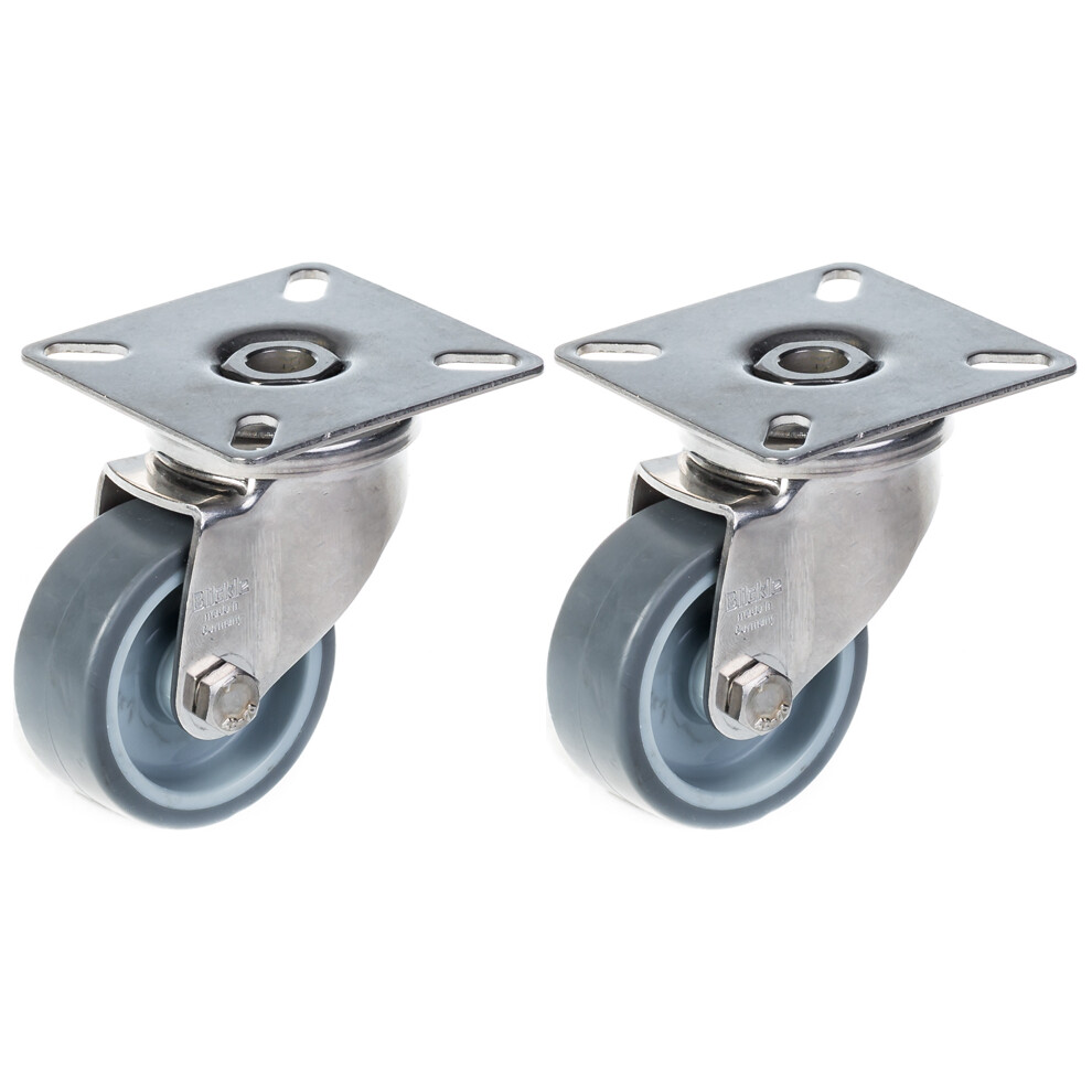 Parnells 50Mm 2" Stainless Steel Castor Rubber, Swivel, 80Kg, Set Of 2 Grey