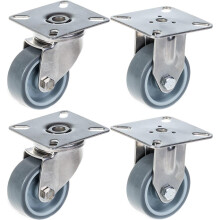 50mm 2" Edelstahlrollen grau Gummi, drehbar & feststehend, 160kg, 4er Set