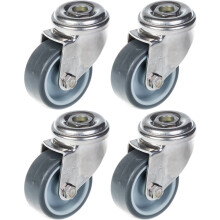 Ruedas de acero inoxidable de 50 mm y 2", de goma gris, giratorias, 160 kg, juego de 4