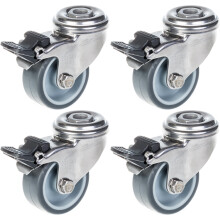 Ruedas de acero inoxidable de 50 mm y 2", de goma gris, giratorias con freno, 160 kg, juego de 4