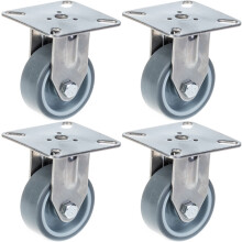Roulette 50 mm en acier inoxydable, caoutchouc gris, fixe, 40 kg par roue, 160 kg par jeu, lot de 4