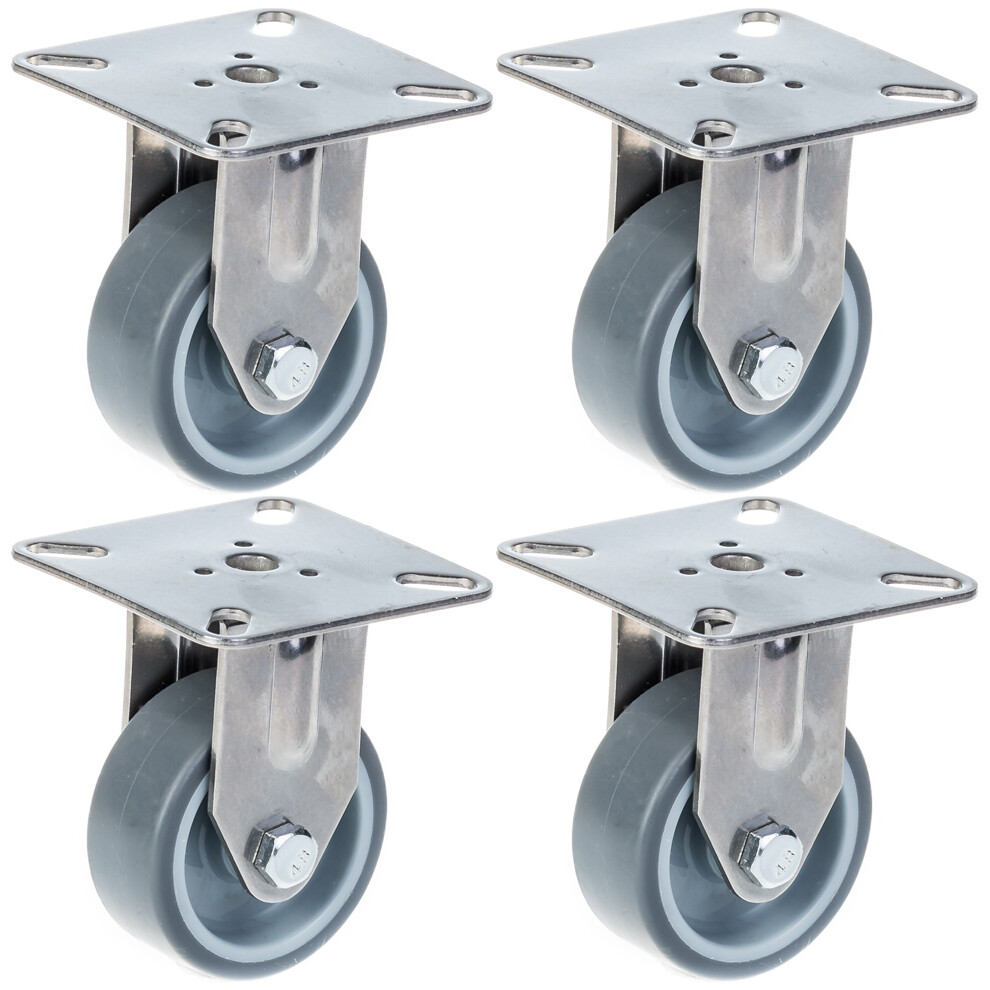 50Mm 2" Stainless Steel Castor Grey Rubber, Fixed, 160Kg, Set Of 4 5056116828651