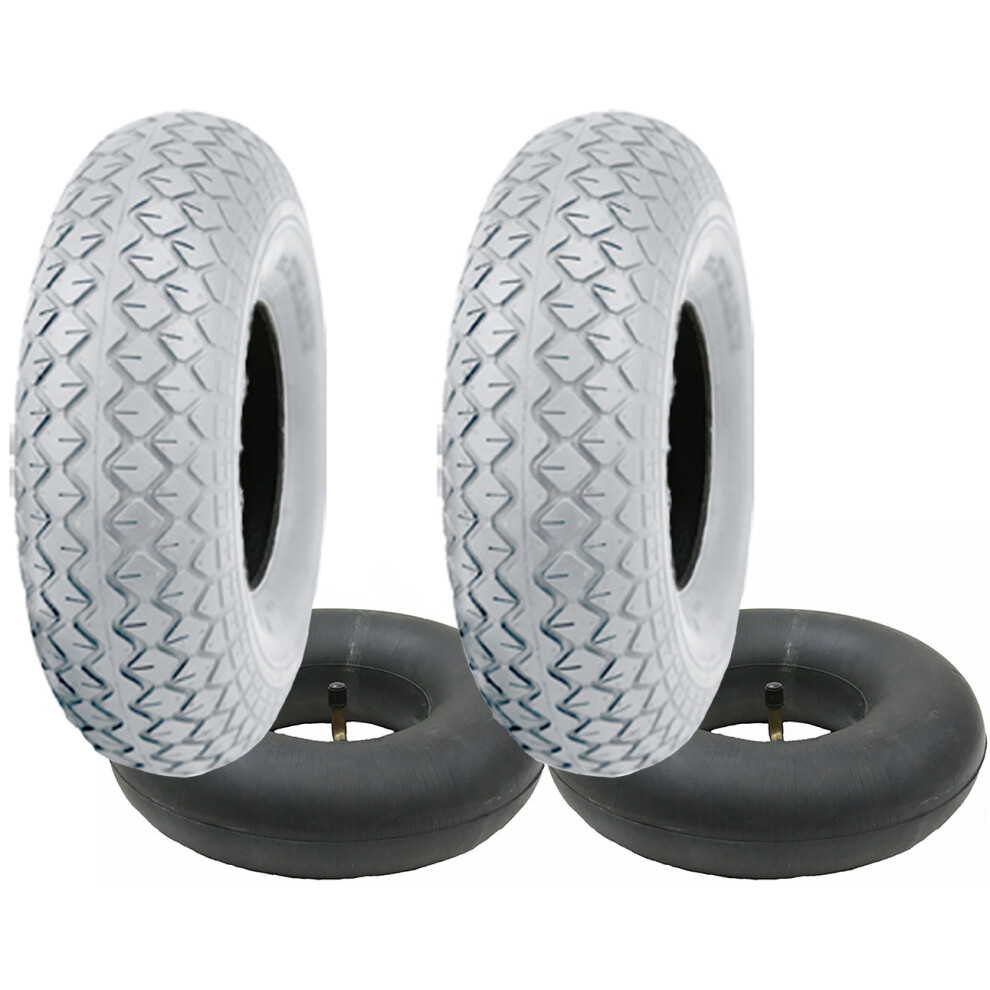 Parnells Grey 2.80/2.50-4 Mobility Scooter Tyre & Tube Set Pneumatic Tire Tr87 (Set Of 2)